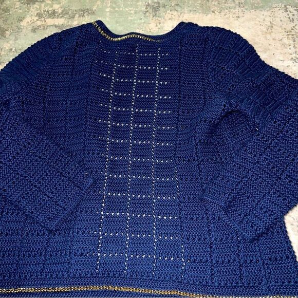 Lilly Pulitzer Navy Crochet Cardigan with Gold Accents - Picture 6 of 6